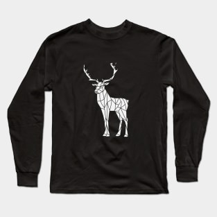 Origami Deer on White Long Sleeve T-Shirt